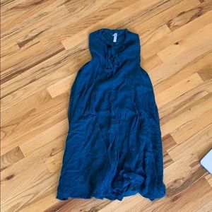 teal lace high neck dress